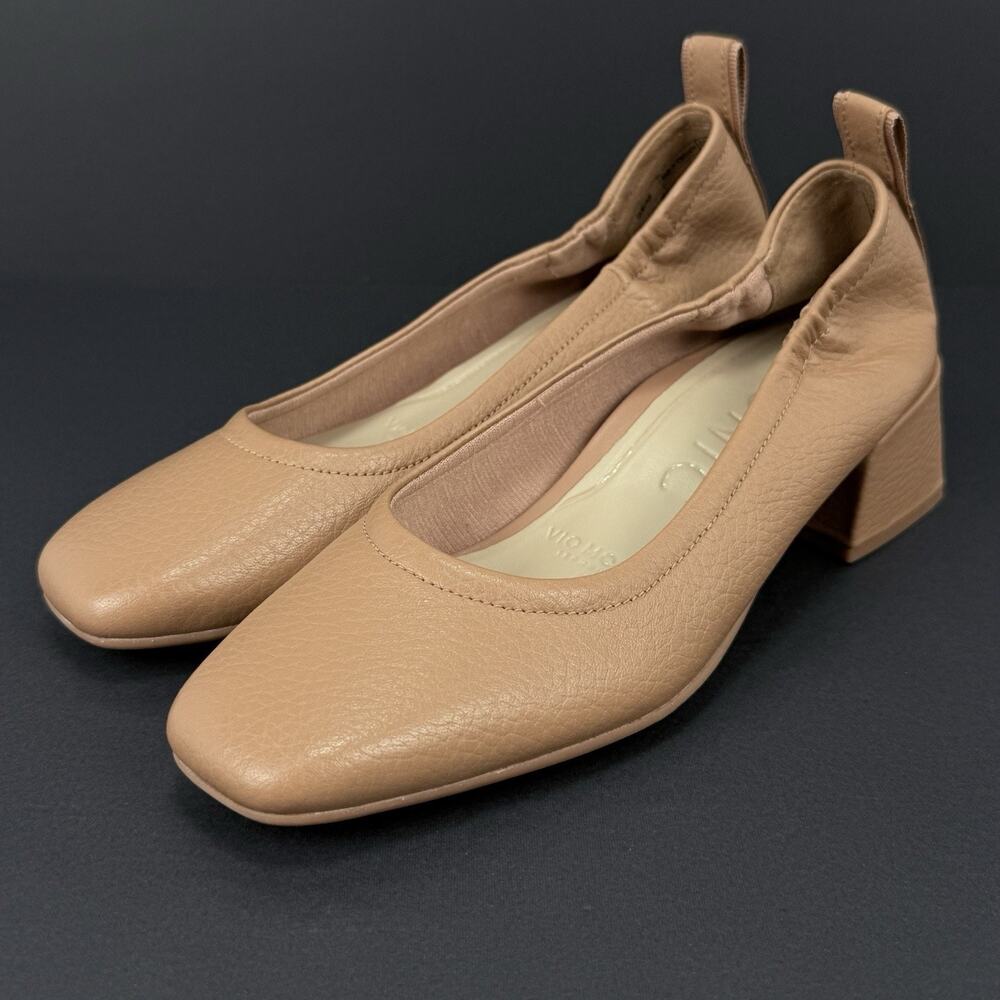 Vionic Ramona Block Heel Pumps Women’s Size 6 Tan Leather Comfort Shoes